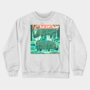 Rhinos and Birds Crewneck Sweatshirt